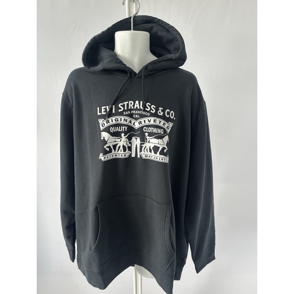 NWT Men's Levi's Pullover Hoodie Standard Fit Black Graphic Print S 3XL (b45) - Picture 2 of 5